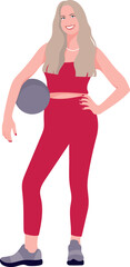 Wall Mural - An adult woman doing ball aerobics