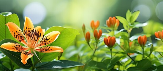 Sticker - Close up of flower with abundant leaves