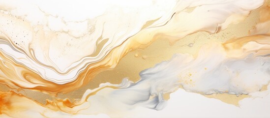 Canvas Print - Fluid painting in brown, white, and blue