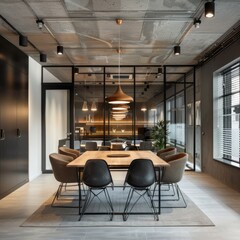 Wall Mural - Modern office interior with conference table and chairs