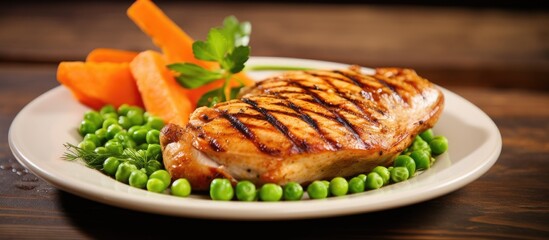 Sticker - Plate of delicious chicken, carrots, and peas