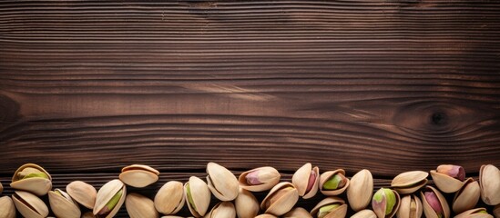 Poster - Pistachios on wooden surface