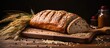 Loaf bread cutting board wheat closeup