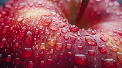 Aufkleber - Close-up of water droplets rolling off the smooth surface of a ripe red apple