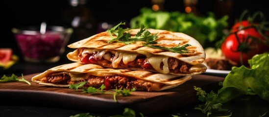 Stack of tortillas on board