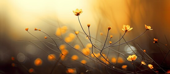 Canvas Print - Beautiful Yellow Blossoms Against Blurry Background