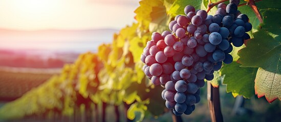 Poster - Bunch of grapes hanging on vine