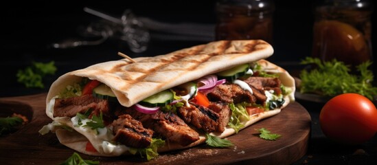 Sticker - Delicious pita sandwich with fresh ingredients