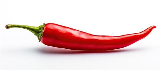 Sticker - Red chili on white surface with green stem