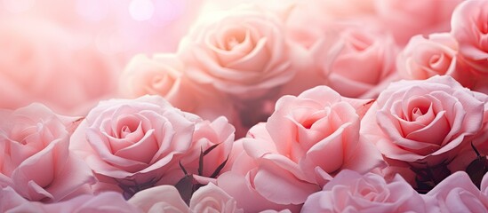 Wall Mural - Pink roses in a cluster