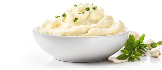 Wall Mural - Close up of mashed potatoes with garlic and parsley