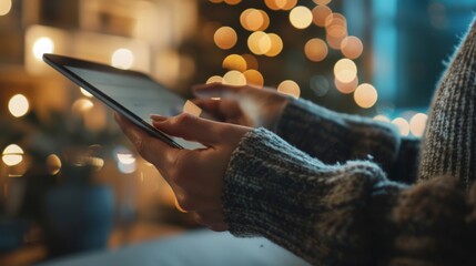 Poster - Hands holding a tablet with wireless network bars visible, accessing online resources with ease.