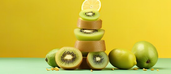 Canvas Print - Stacked Kiwis and Lime Slices