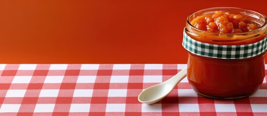 Sticker - Jar of tomato sauce with a spoon