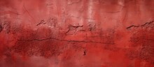 A Worn Red Wall Showing Signs Of Aging