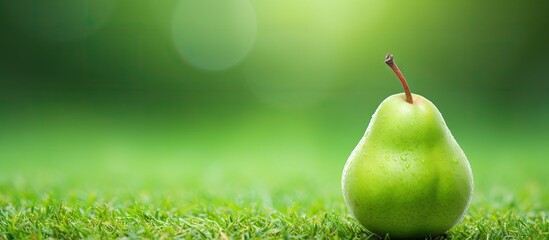 Poster - A juicy pear on lush green grass