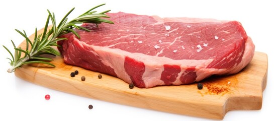 Poster - Piece of meat with rosemary on cutting board