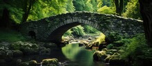 A Serene Footbridge Over A Babbling Brook In A Lush Woodland