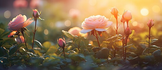 Canvas Print - Pink roses amidst field