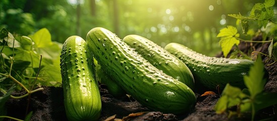 Wall Mural - Cucumbers growing in field