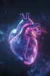 A digital-age symbol of love and vitality: a neon pink and blue heart against a dramatic dark backdrop, artistically rendered with minimal flair.
