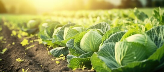 Poster - Cabbage plants bathed in sunlight