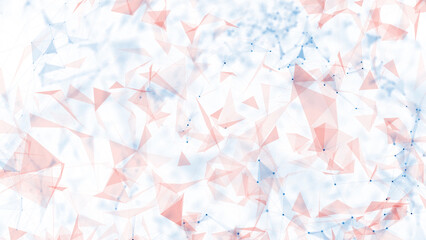 Wall Mural - red and blue colored triangle shapes and network lines on white illustration background.