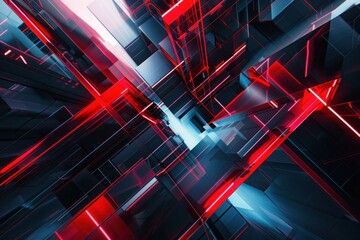 Fototapete - Abstract background with a complex array of geometric shapes that create a visualization reminiscent of a futuristic cityscape..