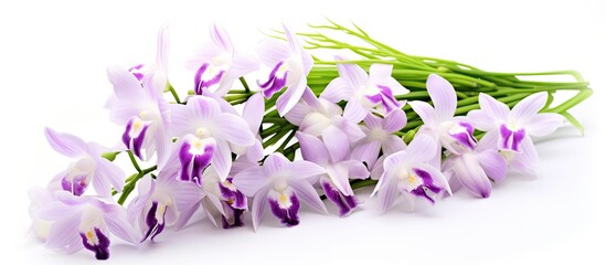 Poster - Purple and white blooms on a white background