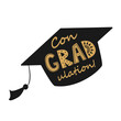 Congratulations on graduation, graduate cap with Congradulation lettering in Scandinavian style. Greeting card design element for graduation party. Vector isolated