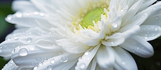 Canvas Print - White flower with water drops in garden