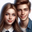 © Cliff - Realistic portrait of girl and boy friends with warm smile and kind eyes