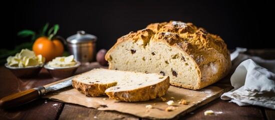 Canvas Print - Loaf bread cutting board knife