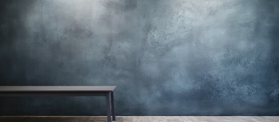 Canvas Print - Wooden table against navy wall