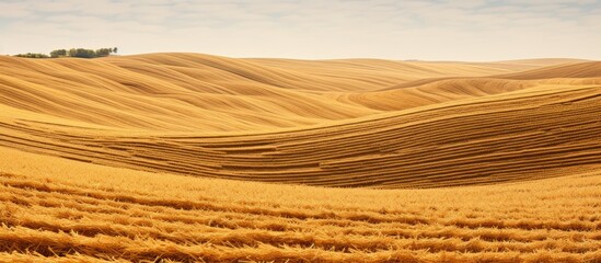 Wall Mural - Golden wheat field under a vast sky