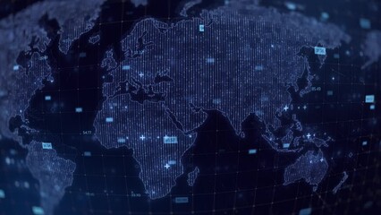 Aufkleber - Global communication network, technology for internet business, concept of cryptocurrency and blockchain economy