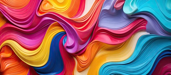 Wall Mural - Vibrant mural displaying colorful undulating patterns