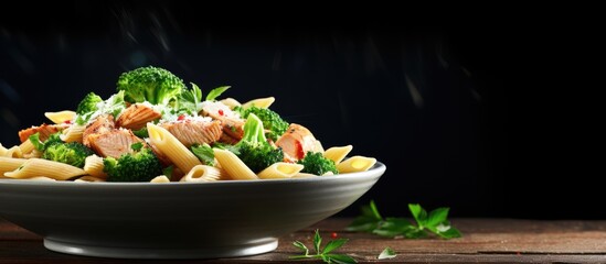Wall Mural - Bowl of pasta featuring broccoli and meat