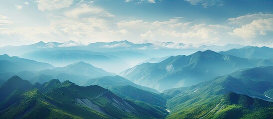 Canvas Print - Mountains river blue sky