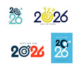 Dartboard logo icon centered on the number 2026. Concept of a start. Represents the goal setting for 2026. Financial planning, strategy business, goal setting. Vector business illustrator.