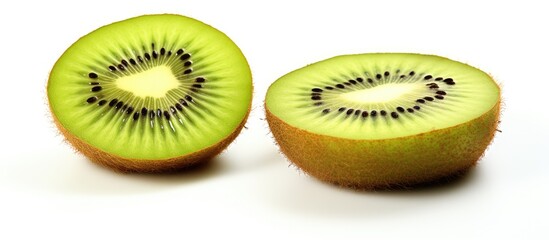 Sticker - Kiwi fruit halves on white surface