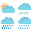 weather forecast icon, seasons clouds label, cloudy, weather forecast on white background, seasons clouds logo, vector artwork