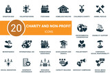 Fototapeta Nowy Jork - Charity and non-profit set. Creative icons.