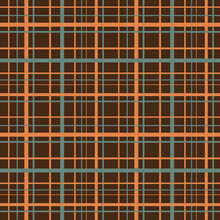 Cool Checkered Pattern On Brown Background, Stripes, Checkered Seamless Texture, Picnic Tablecloth, Bed Linen, Green And Orange Check.