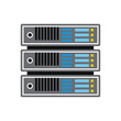 © Jer - Server-Based Hosting Icon. Server, Data Storage, Web Hosting, and Exchange Service Flat Icons Set. Vector Flat Icon