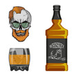 bottle of whiskey and a glass, binge drinking, bottle and a glass, alcohol drink, alcohol for men, bottle of whiskey, ancient alcoholic drink, vector artwork