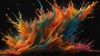Dynamic colorful fluid paint motion on black. Abstract art capturing movement and texture.