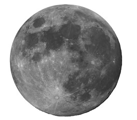 Wall Mural - photograph of the full moon in which you can see the craters and asteroid impacts. the photo was tak