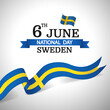 Sweden National Day. Ribbon. Vector Illustration.
