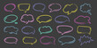 © Nataliia - Empty colorful hand drawn grunge charcoal, chalk speech bubbles in doodle style isolated on black background. Balloon vector outline illustration for meme, poster, tag, banner, hashtag, dialogue